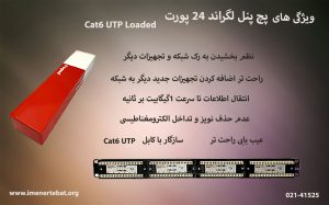 تصویر پچ پنل لگراند 24 پورت Cat6 UTP Loaded که سرعت 1 گیگابیت بر ثانیه را دارد مشاهده کنید