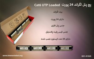 تصویر پچ پنل لگراند 24 پورت Cat6 UTP Loaded که دارای جنس پنل فلزی است را مشاهده می کنید