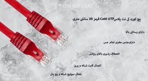 در عکس پچ کورد کی نت پلاس Cat6 UTP قرمز 30 سانتی متری را مشاهده نمایید