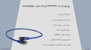 در تصویر پچ کورد کی نت CAT6 SFTP آبی 50 سانتی K-NCP6S005 را مشاهده میکنید