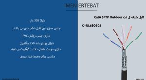 همانطور که میبینید کابل شبکه کی نت Cat6 SFTP Outdoor مدل K--NL6SO305 مشکی رنگ است.