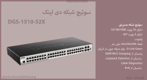  در این تصویر سوئیچ شبکه دی لینک DGS-1510-52X را مشاهده می کنید.