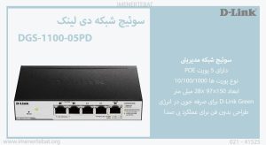  در این تصویر سوئیچ شبکه دی لینک DGS-1100-05P‎D را مشاهده می کنید.