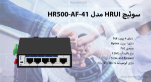 در این تصویر پورت ها و قابلیت های سوئیچ شبکه HRUI مدل HR500-AF-41 را مشاهده می کنید.