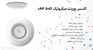  در این تصویر Access point Mikrotik model cAP-2nD را مشاهده می کنید.