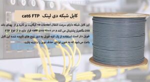 در این عکس کابل شبکه دی لینک cat6 FTP در رنگ طوسی را مشاهده می کنید