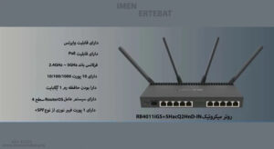 روتر میکروتیک RB4011iGS+5HacQ2HnD-IN 1 در این تصویر روتر میکروتیک RB4011iGS+5HacQ2HnD-IN با 4 آنتن را مشاهده می نمایید.
