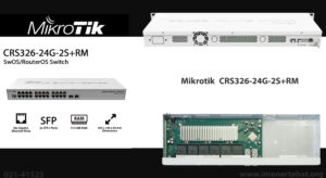 در این تصویر سوئیچ روتر میکروتیک مدل CRS326-24G-2S+RM که دارای 24 پورت اترنت است را مشاهده می کنید