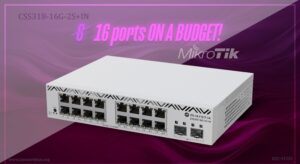 در این تصویر سوئیچ میکروتیک مدل CSS318-16G-2S+IN را در رنگ سفید مشاهده می کنید 