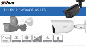 در این تصویر دوربین مداربسته داهوا مدل DH-IPC-HFW3449EP-AS-LED با کیفیت 4MP را مشاهده می کنید