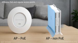 در این تصویر تفاوت اکسس پوینت PoE و معمولی را مشاهده می کنید