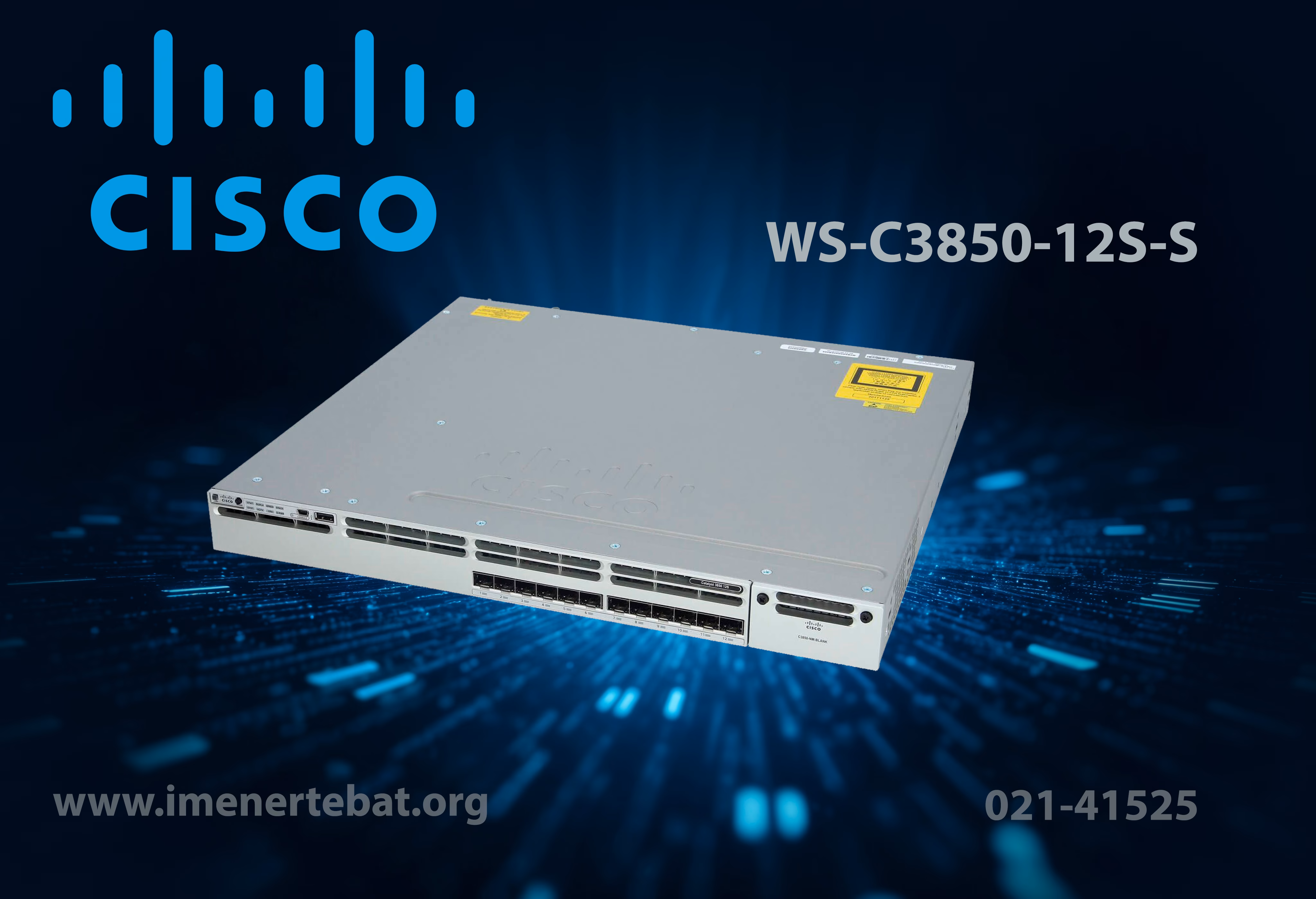 سوئیچ شبکه سیسکو مدل WS-C3850-12S-S 1 در این تصویر سوئیچ شبکه سیسکو مدل WS-C3850-12S-S که دارای 12 پورت SFP است را مشاهده می کنید