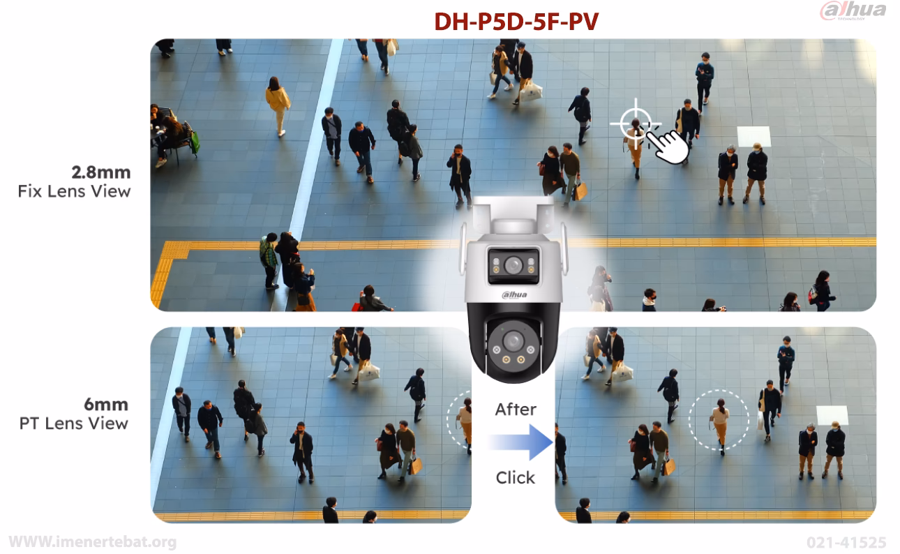 دوربین مداربسته داهوا مدل DH-IPC-P5DP-5F-PV 3 در این تصویر دوربین مداربسته داهوا مدل DH-IPC-P5DP-5F-PV که لنز 2.8 و 6 میلی متری دارد را مشاهده می کنید