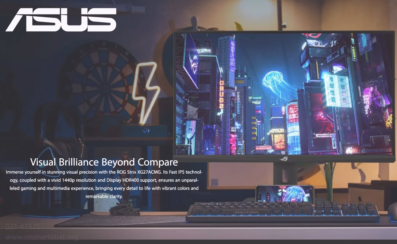 مانیتور 27 اینچ ایسوس مدل ROG Strix XG27ACMG 1 طراحی بنر تبلیغاتی مانیتور گیمینگ ASUS ROG Strix XG27ACMG با پنل Fast IPS، وضوح 1440p و DisplayHDR 400
