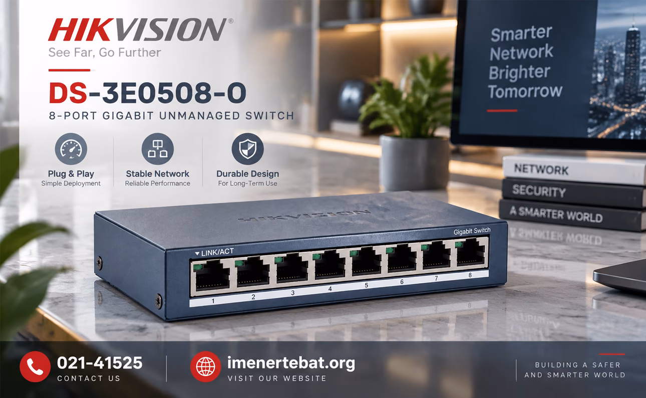 سوئیچ هایک ویژن مدل DS-3E0508-O 1 تصویر سوئیچ شبکه Hikvision DS-3E0508-O مدل 8 پورت گیگابیتی غیر مدیریتی